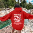 thumbnail image 2 of Gibobby Sudaderas con cremallera para mujer Sudadera con capucha informal con estampado doble y bolsillo con cordón para mujer （Rojo， XXXL), 2 of 4
