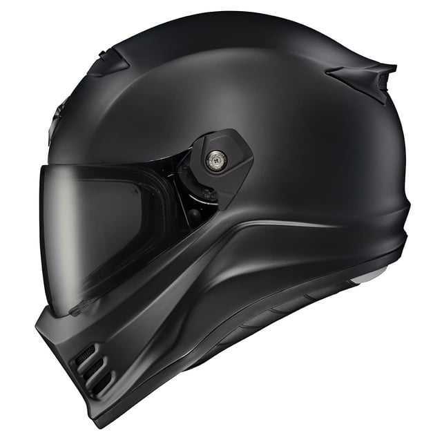 ScorpionEXO Covert FX Casco integral de motocicleta para adultos estilo Street Fighter con bolsillos para altavoces Bluetooth, aprobado por DOT ECE 22.06, unisex (negro mate mediano)