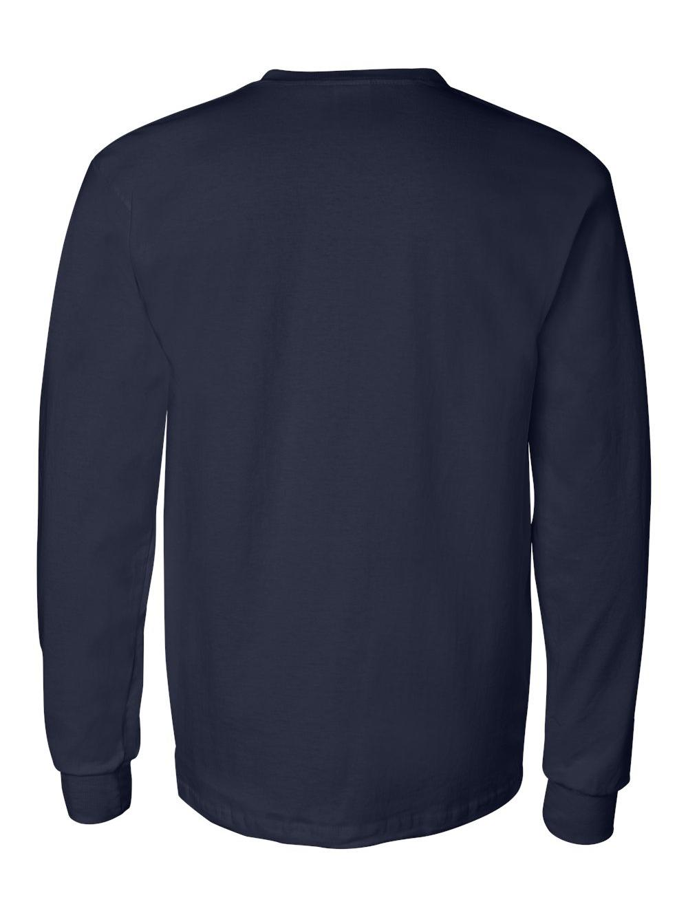 Gildan - Ultra Cotton Long Sleeve Pocket T-Shirt - 2410 - Navy - Size: L - image 3 of 3