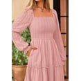 thumbnail image 4 of PRETTYGARDEN Maxi Dresses for Woman Fall Boho Long Sleeve Smocked A Line Ruffle Holiday Party Long Dress with Pockets, 4 of 6