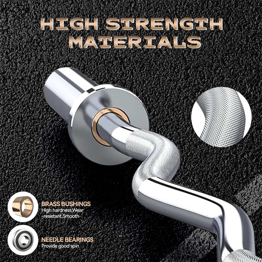 47" EZ Curl Bar for Weight Lifting, Biceps, Triceps, Back/Leg Muscle Group Exercise,Chrome Curling Bar Fit 2” Standard Weights