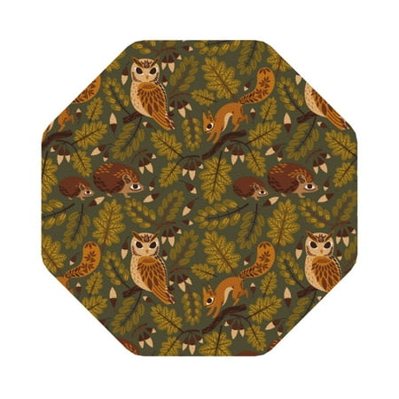 

Adobk Autumn Leaves Owl Squirrel Print Leather Coasters for Drinks(6 Pack) Durable Drink Coasters Set Luxurious Home Décor and Housewarming Gift Octagon