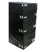 Soft Foam Plyo Jump Box Stackable Set 6", 12", 18", 24" Height - Padded in Black Vinyl (Professional Gym Quality)