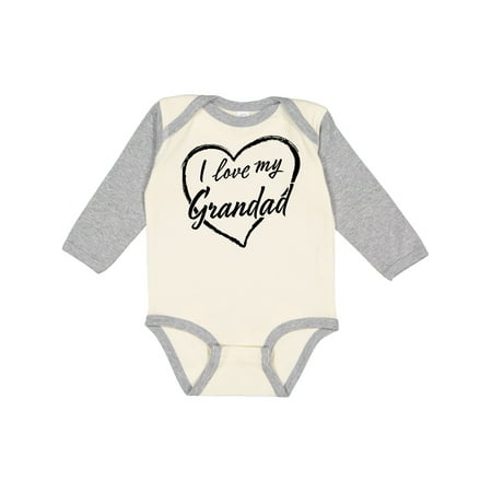 

Inktastic I Love My Grandad in Black Chalk Heart Gift Baby Boy or Baby Girl Long Sleeve Bodysuit