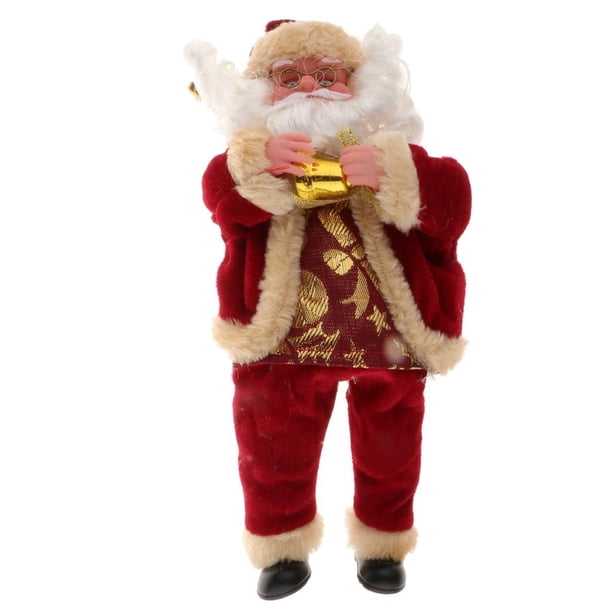 Navidad Santa Claus muñeca juguete franela sentado Santa figurita decoración ornamento rojo Yuyangstore muñeca de franela santa