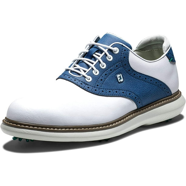 FootJoy Mens Traditions Golf Shoe 10.5 Wide White/Navy