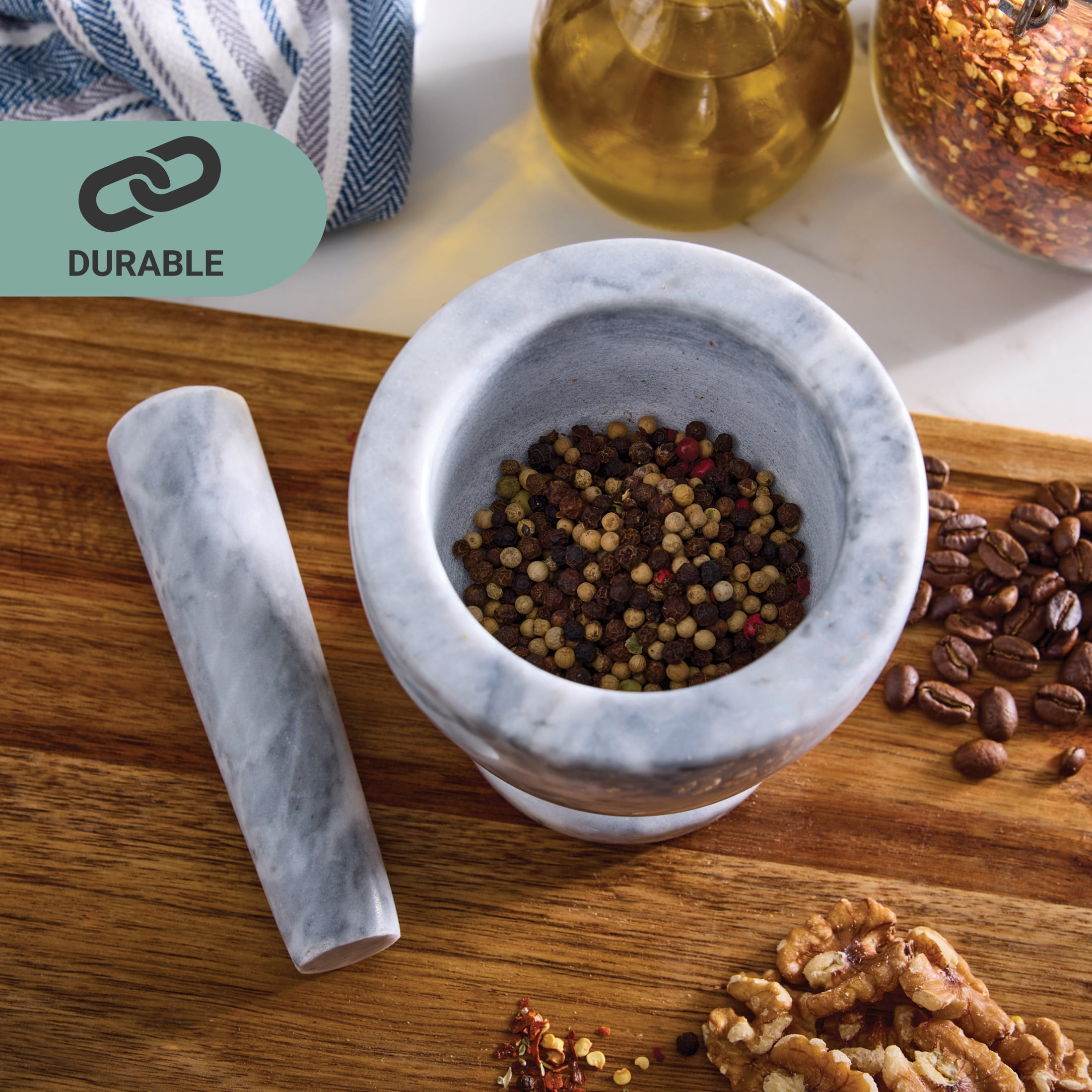 Farberware Professional Marble Mortar and Pestle with Oversized Handle