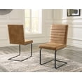 thumbnail image 2 of Signature Design by Ashley Strumford Modern Faux Leather Dining Upholstered Side Chair, Set of 2, Light Brown & Black, 2 of 5