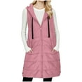 thumbnail image 6 of Womens Long Puffer Vest Sleeveless Hooder Down Jacket Lightweight Winter Coats for Women Stand Collar Loose Puffy Jackets With Pockets Warm Winter Quilted Outwear Pink S, 6 of 10