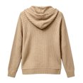 thumbnail image 6 of XAOFW Knit Hoodies For Women Solid Color Long Sleeve Hooded Sweatshirt Autumn Winter Relaxed Fit Pullover Hoodie With Pockets Breathable Top L, 6 of 6