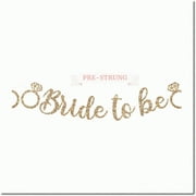 Golden Glam Bride-to-Be Banner - Effortless Pre-Strung Garland for Bachelorette & Bridal Party Decorations - Sparkling Gold Glitter Script on 8ft Strand - No DIY Required!