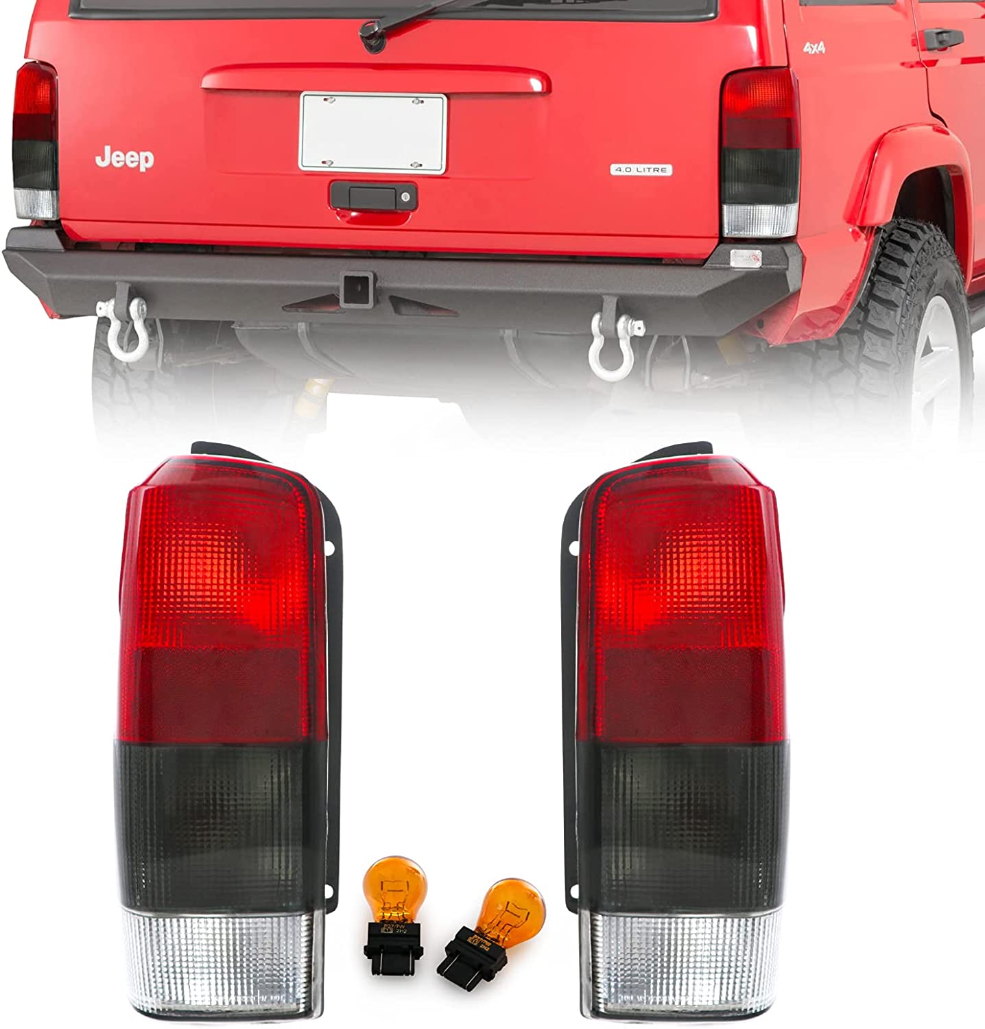 USR DEPO 97-01 XJ Tail Lights - Red / Smoke Lens Rear Tail