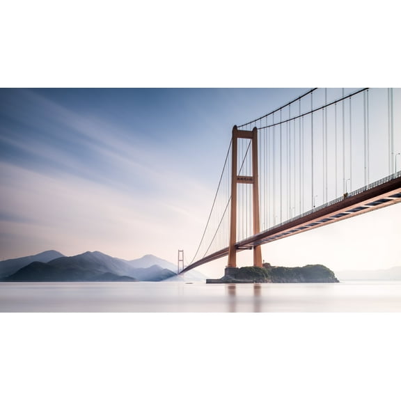 Dundee Deco's Modern Orange Blue Golden Gate Bridge Wall Mural, 142 in X 106 in (108 sq ft.)