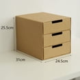 thumbnail image 1 of Premium Genuine Leather Paper Foldable Storage Cabinet with 3 Tall Drawers - A4 Document Organizer for Office & Home, Simple Book-Stand Design, Durable Multi-Layer Desktop FileSolution (Natural, 1 of 6