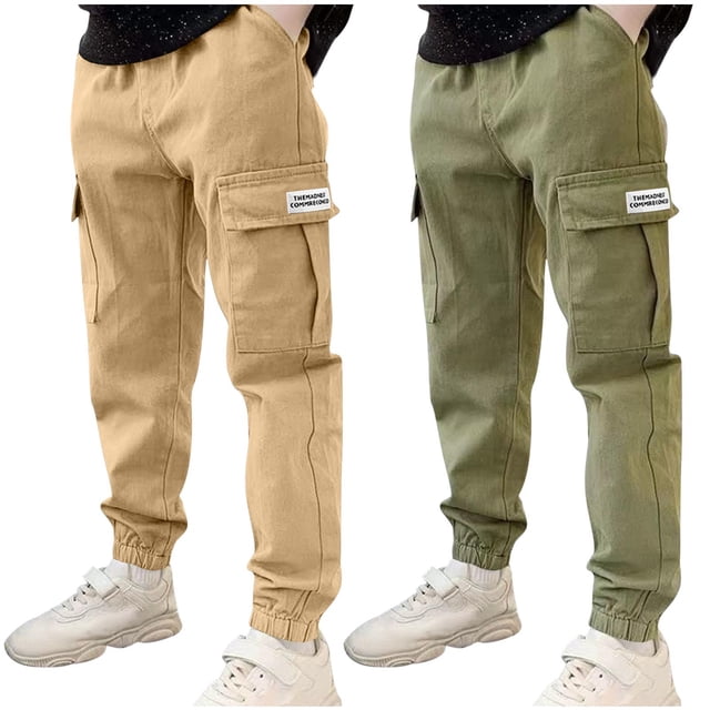 Odeerbi 3-14 Años Para Niños 2 Pcs Pantalones de Carga Delgados Pantalones Deportivos Deportivos Pantalones de Trabajo Casuales Con Bolsillo