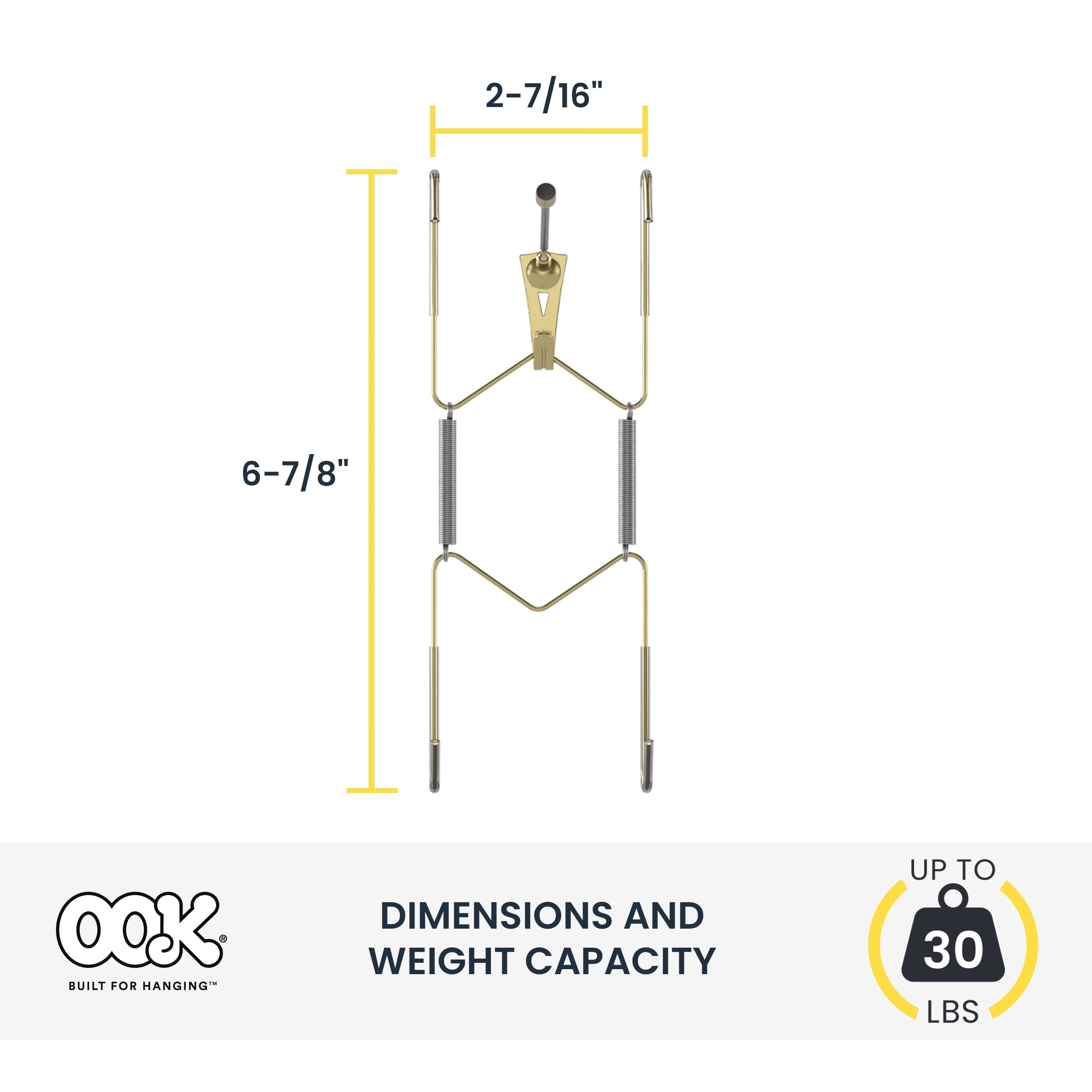 (2 pack) Ook Deluxe Plate Hanger Set with Wall Hanger 7" - 10", 30 lbs, Steel, Zinc Finish, Gold, 2 pack
