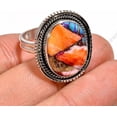 thumbnail image 2 of Orange Oyster Turquoise Stone 925 Sterling Silver Handmade Statement Rings Jewelry, 2 of 5