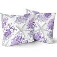 thumbnail image 2 of Nautical Coastal Throw Pillow Covers 18"x18" Set of 2 Beach Theme Purple Coral Starfish Pillow Cover Cotton Summer Couch Pillow Cases Outdoor Sofa Cushion Cover Modern Decor for Bed Living Room, 2 of 6