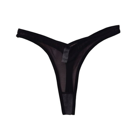 

opvise Low Rise Cotton Crotch Ultra-thin Elastic Women Thong See-through Mesh Briefs White XL