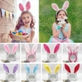 thumbnail image 6 of TNOBHG Easter Headband Easter Bunny Ear Headband Patchwork Color Soft Plush Hair Hoop Washing Face Hair Hoop, 6 of 8