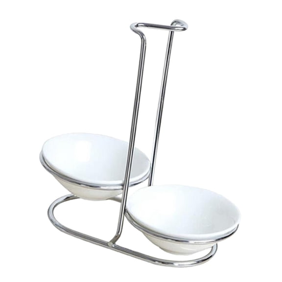 Upright Spoon Rest Holder Cooking Utensils Stand Tray Double round bowl