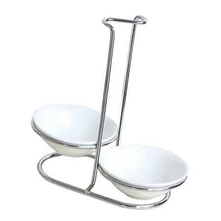 

Upright Spoon Rest Holder Cooking Utensils Stand Tray Double round bowl