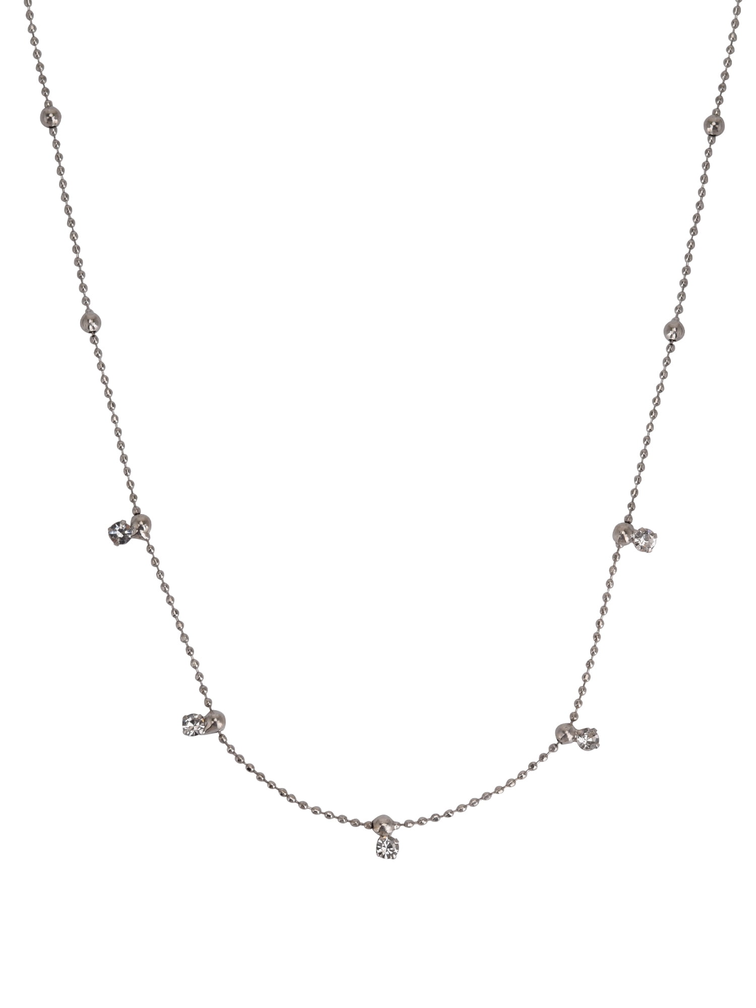 Time and Tru Adult Women's Silver Tone Crystal Dangle Delicate Metal Necklace