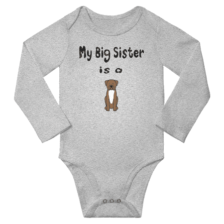 

My Big Sister is a Bordeaux Dog Cute Baby Long Sleeve Clothing Bodysuits Unisex (Gray 6-12M)