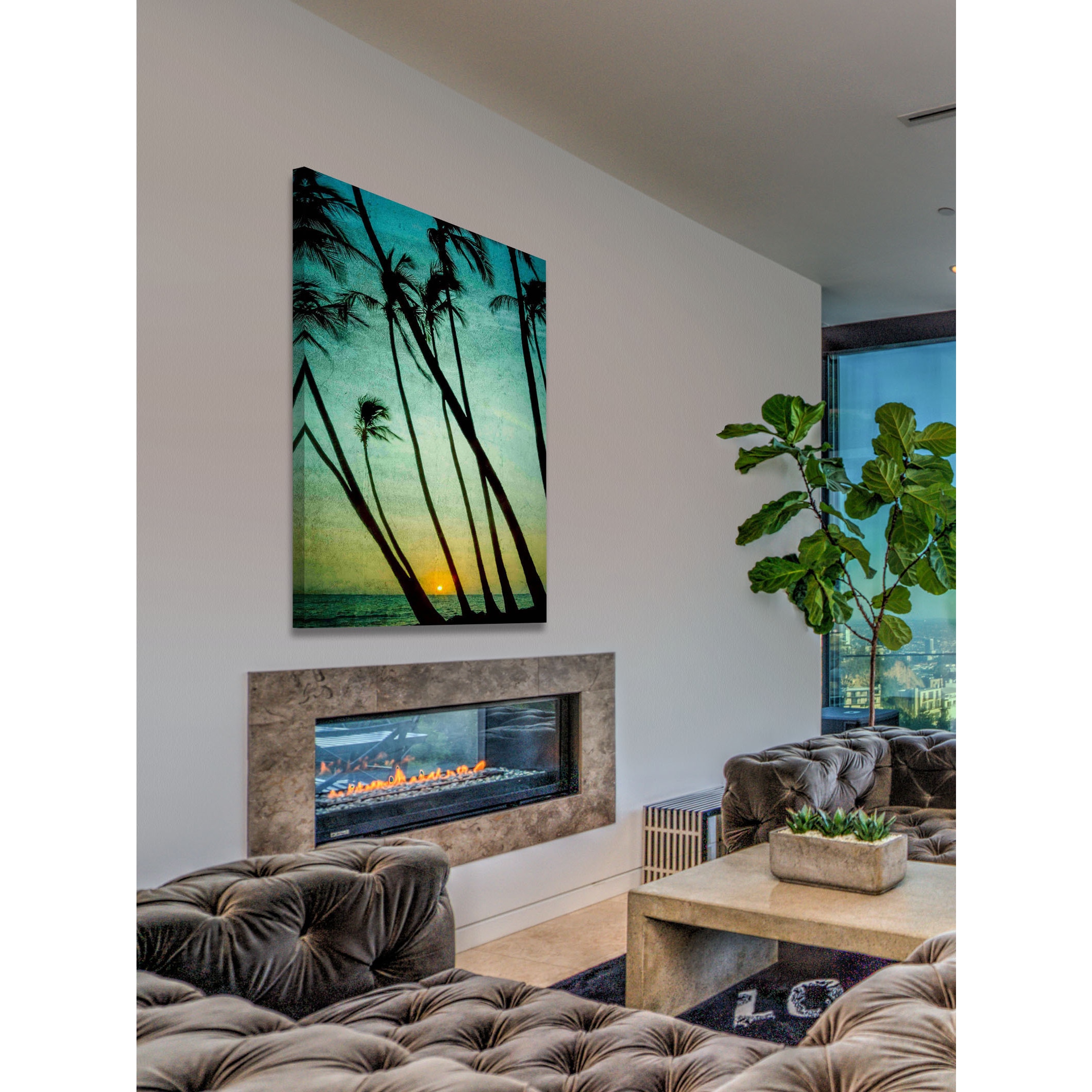 Marmont Hill "Tilting Palms" Painting Print on Canvas