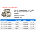 thumbnail image 2 of Starter - Compatible with 2017 - 2020 Fiat 124 Spider Convertible 1.4L 4-Cylinder 2018 2019, 2 of 2