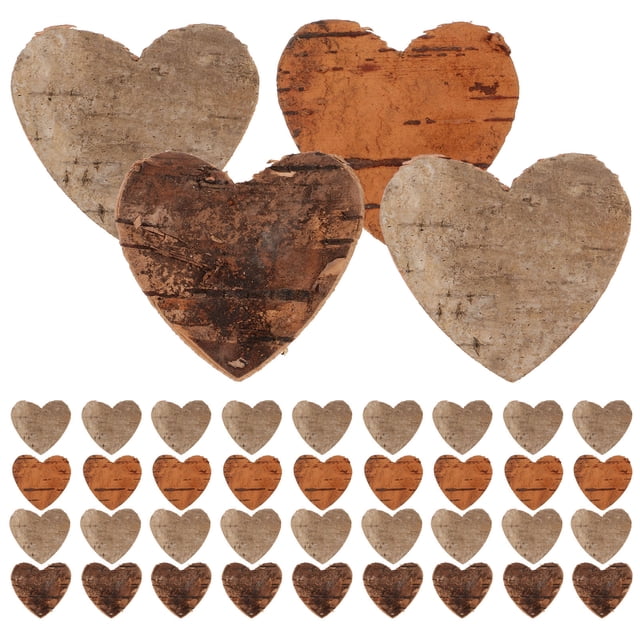Shisuyan 80pcs Heart Shaped Wood Log Slices for DIY Crafts Wedding Centerpieces