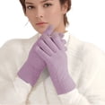thumbnail image 1 of Winter Knitted For Double Layer Fleece Lined Touchscreen Thickened Thermal Warm Windproof Cold Weather Riding Cycling Driving Outdoor Activities Gloves Mittens Light Purple One Size, 1 of 4