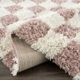 thumbnail image 6 of BoutiqueRugs Atira Modern Checkered Shag Runner Rug - High Pile Fluffy Shaggy Carpet for Hallway, Kitchen, Nursery, Playroom - Pink, Cream, White, Blush, Rose - 2'7" x 10' (2x10), 6 of 14