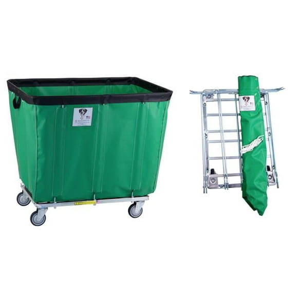 R&B Wire Products 406KDC-FG 6 Bushel UPS & FEDEX ABLE Vinyl Basket Truck All Swivel Casters, forest Green