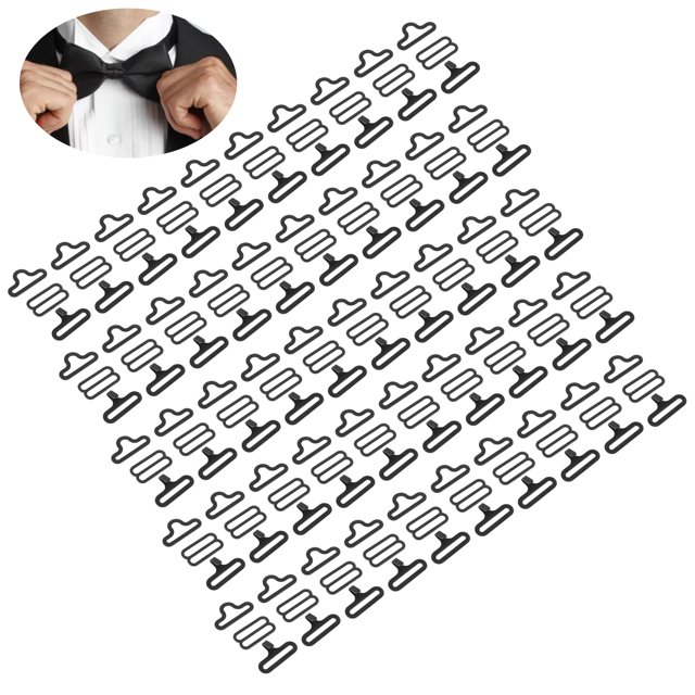 Sujetador Corbata Correa 50 Juegos metal Ajustable Pajarita Hardware Cravat Clip Gancho Sujetador Corbata Correa Pajarita Hardware Negro