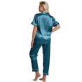 thumbnail image 5 of DAKIMOE Silk Satin Pajamas Set for Women Two-Piece Short Sleeve Shirt with Long Pajama Pant Set Soft Button Down Loungewear Nightwear Pjs Sleepwear for Women, 5 of 10