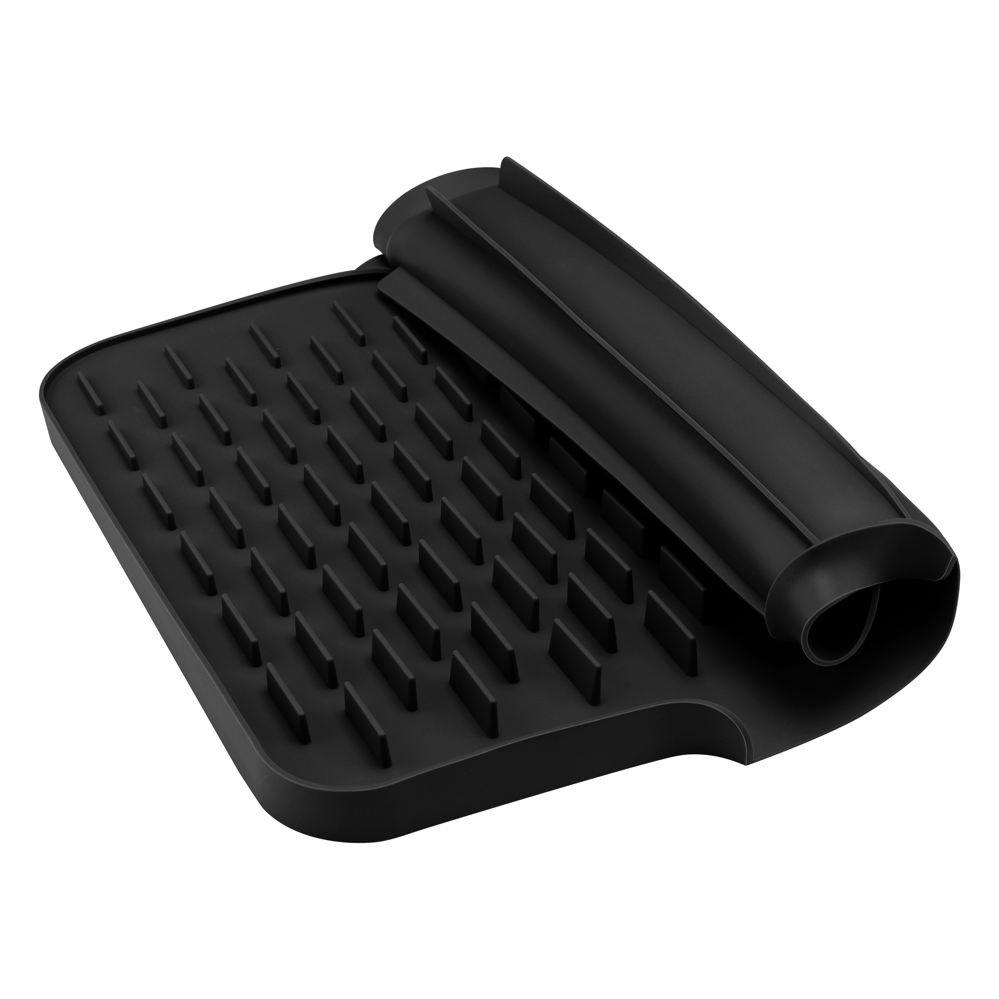 Unique Bargains Silicone Easy Clean Slope Design Dish Drying Mat Black 15.7*12.6*0.8 inch