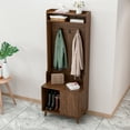 thumbnail image 2 of Oubayajia Hall Tree with Storage Bench, 4-in-1 Entryway Hall Tree for Hallway, Living Room, Walnut, 2 of 9