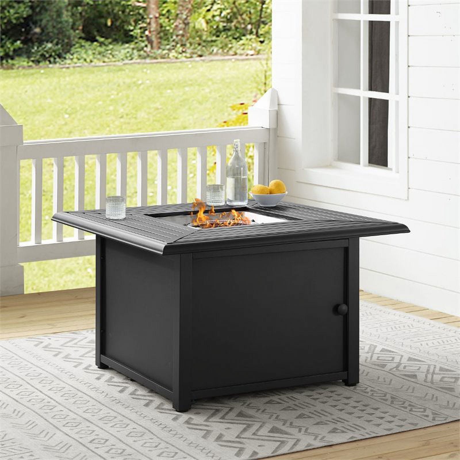 Crosley Furniture Dante Outdoor Propane Fire Pit Table With Lid for Outside Patio Backyard Deck, 50,000 BTU