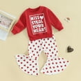 thumbnail image 2 of Bagilaanoe 2Pcs Baby Girl Valentine's Day Clothing Sets Toddler Letter Print Long Sleeve T-shirt Tops + Flare Trousers 6M 12M 18M 24M 3T Kids Pants Set, 2 of 8