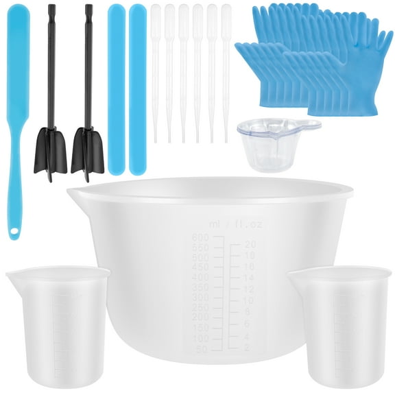 Ikoopy 36 Pcs Silicone Resin Measuring Cups Tool Kit Reusable Silicone Resin Mixing Measuring Cups for Molds Jewelry Making Easy to Clean
