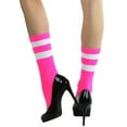 thumbnail image 5 of ToBeInStyle Women's Acrylic Ankle High w/ Striped Top Athletic Socks - Hot Pink/White, 5 of 5