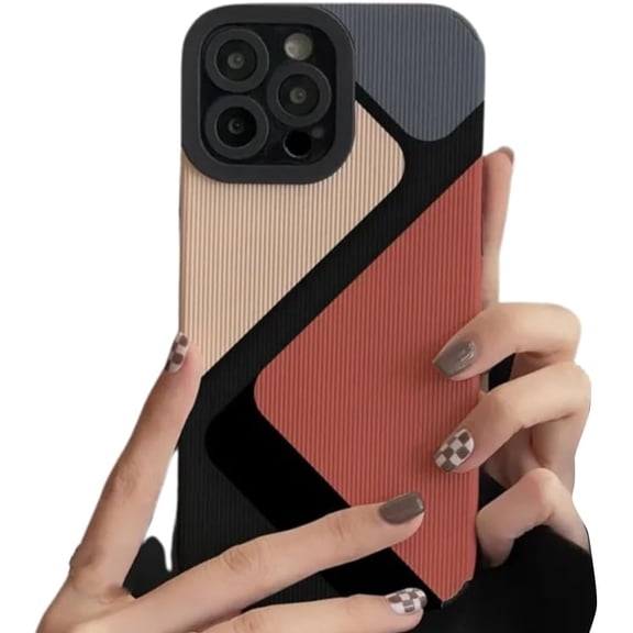 Compatible with iPhone Case,Aesthetic Splice[Compatible with Wireless Charging] Camera Lens Protection Soft Shockproof Cover Phone Case (Black,iPhone 14)