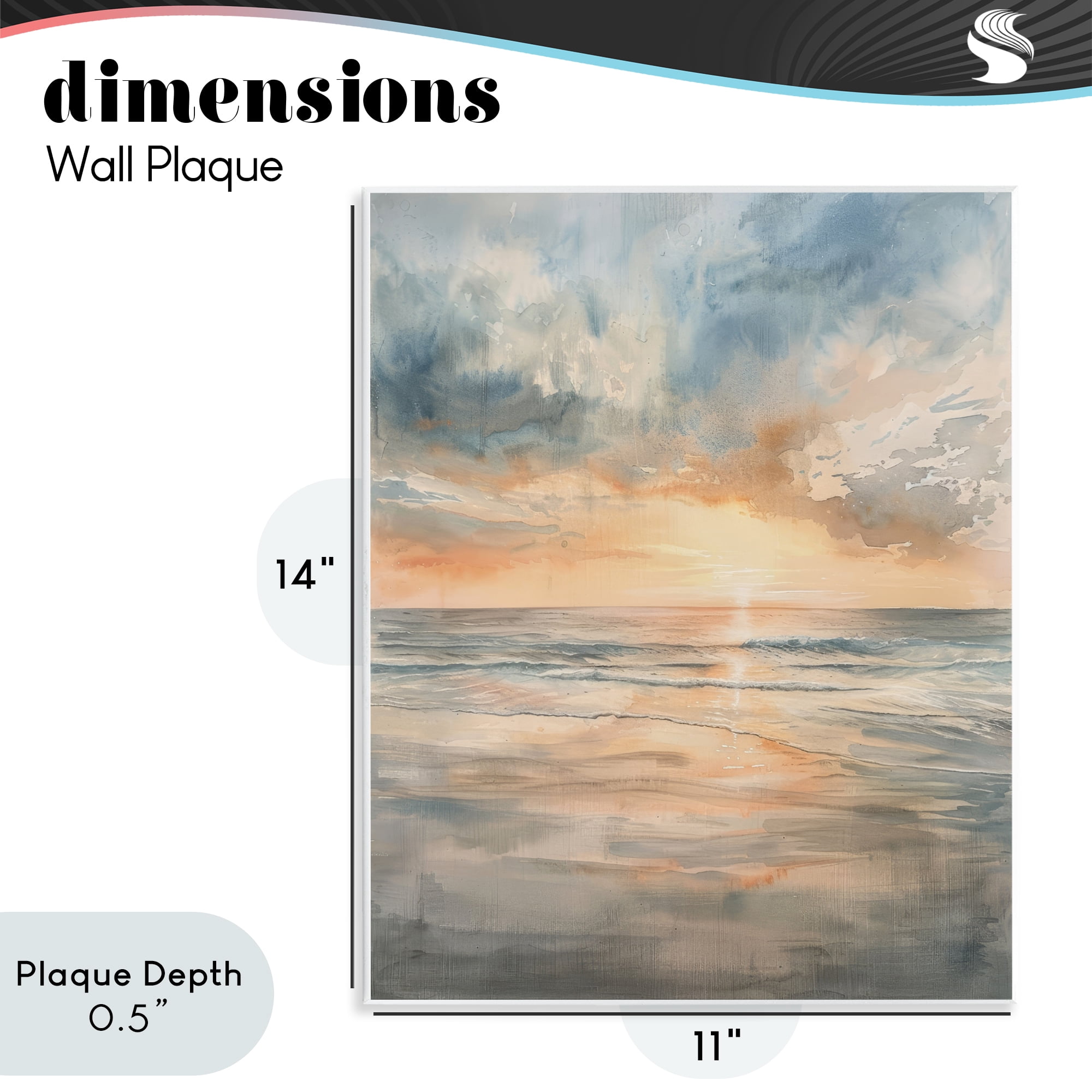 Stupell Industries Coastal Sunset over Gentle Waves Wall Plaque Art, design by Petal Prints Design
