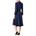 thumbnail image 3 of INSPIRE CHIC Vestido Vintage A-Line para Mujer con Cuello, Manga Larga, Cinturón, Vestidos de Trabajo Acampanados 2XL Azul Marino, 3 of 5