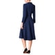 thumbnail image 3 of INSPIRE CHIC Vestido Vintage A-Line para Mujer con Cuello, Manga Larga, Cinturón, Vestidos de Trabajo Acampanados 2XL Azul Marino, 3 of 5