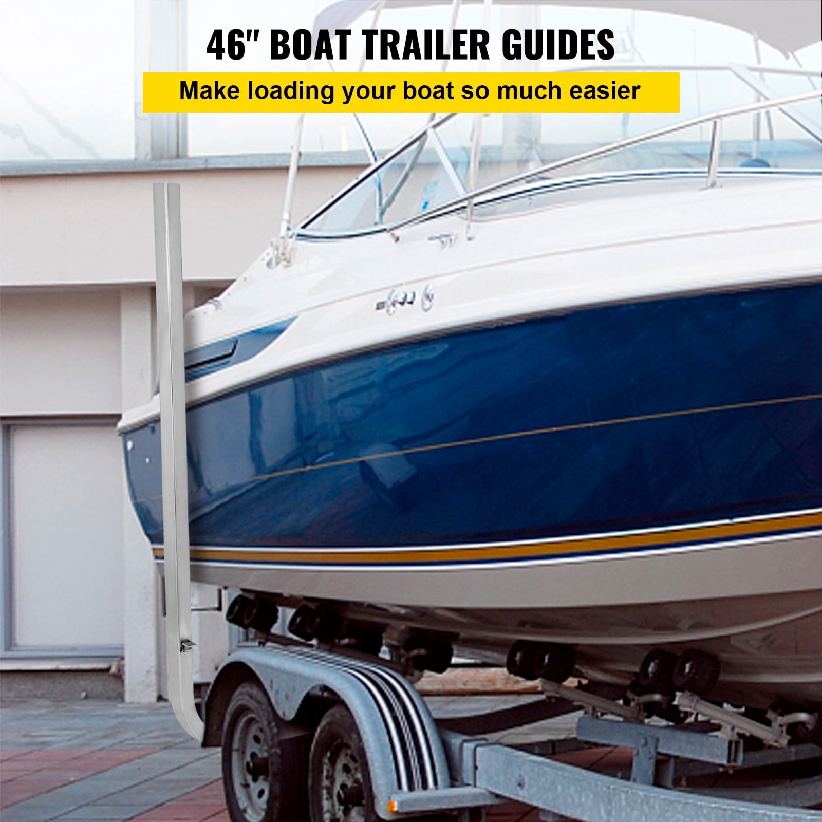 KFFKFF Boat Trailer Guide-on, 46", One Pair Aluminum Trailer Guide ons with Adjustable Width, , for Ski Boat, Fishing Boat or Sailboat Trailer Complete Mounting Accessories Included