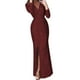 thumbnail image 1 of Vestido de cóctel Prolriy, vestido de fiesta para mujer, con lentejuelas, manga larga, cuello en V, largo, ajustado, con abertura, para invitada de boda, 2024, rojo, XL, 1 of 6