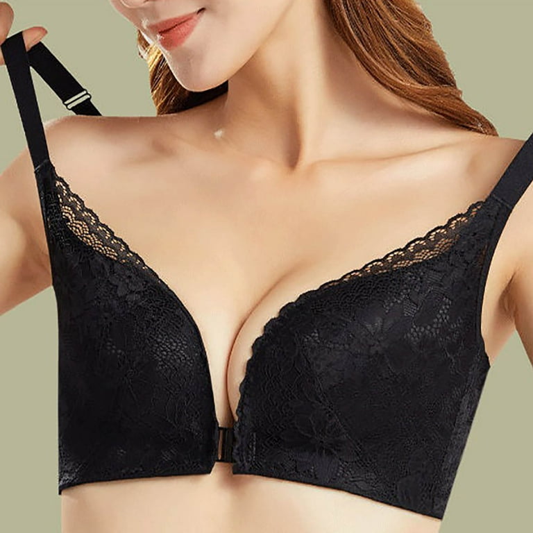 YWDJ Bras for Women Push Up No Underwire Plus Size Front Closure Front Clip  Zip Front Front Snap Lace Front Hook Front Close Everyday for Sagging