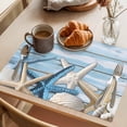 thumbnail image 3 of Blue Coastal Vintage Placemats Set of 4 Ocean Starfish Farmhouse Board Place Mats Indoor Wipeable Table Mats Washable Cloth Dining Table Placemats for Kitchen Holiday Party Home Decor 13x19 Inch, 3 of 9